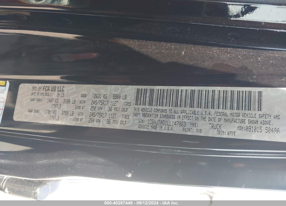2020 JEEP GLADIATOR SPORT S 4X4 VIN: 1C6HJTAG1LL147063