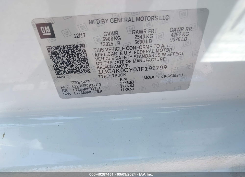 2018 CHEVROLET SILVERADO 3500HD LTZ VIN: 1GC4K0CY0JF191799