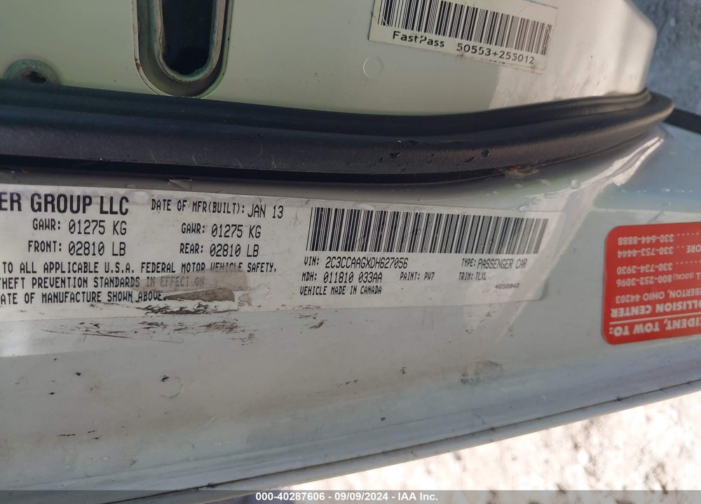 2013 CHRYSLER 300 MOTOWN VIN: 2C3CCAAGXDH627056
