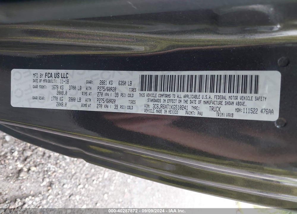 2019 RAM 1500 CLASSIC EXPRESS REGULAR CAB 4X2 6'4 BOX VIN: 3C6JR6AT1KG510241