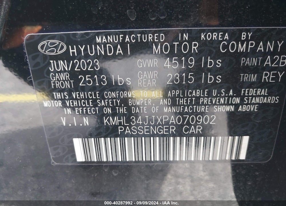2023 HYUNDAI SONATA HYBRID SEL VIN: KMHL34JJXPA070902