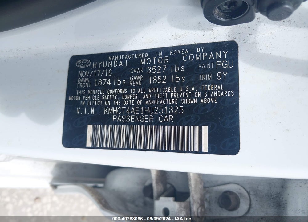 2017 HYUNDAI ACCENT VALUE EDITION VIN: KMHCT4AE1HU251325