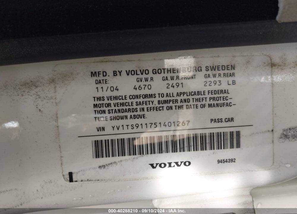 2005 VOLVO S80 T6 VIN: YV1TS911751401267