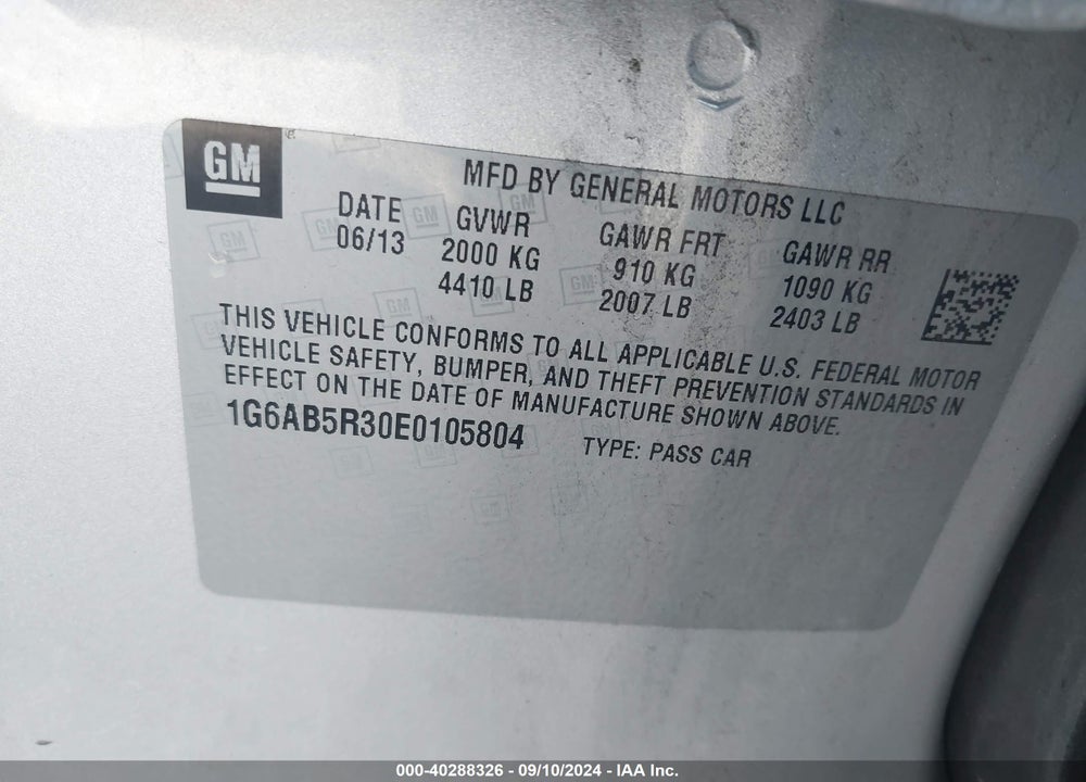 2014 CADILLAC ATS LUXURY VIN: 1G6AB5R30E0105804