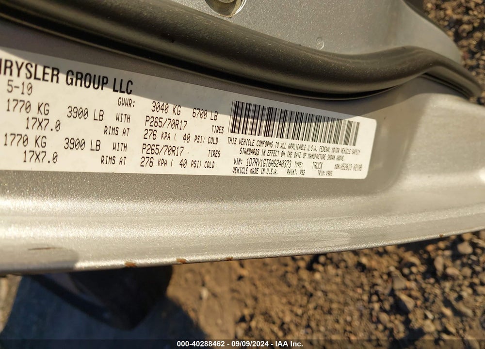 2010 DODGE RAM 1500 SLT/SPORT/TRX VIN: 1D7RV1GT6AS240373