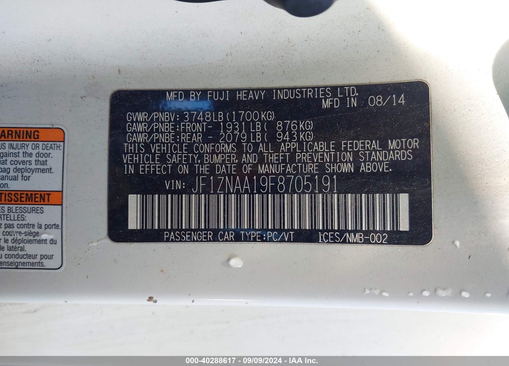 2015 SCION FR-S VIN: JF1ZNAA19F8705191