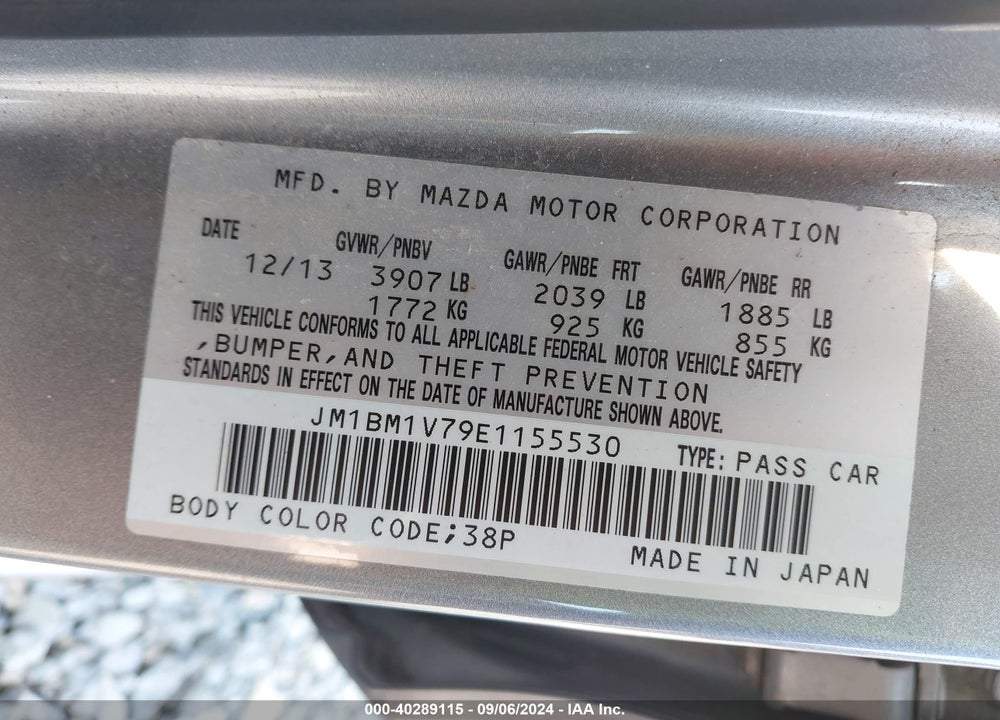 2014 MAZDA 3 VIN: JM1BM1V79E1155530