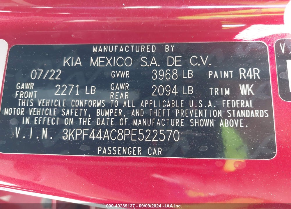 2023 KIA FORTE GT VIN: 3KPF44AC8PE522570