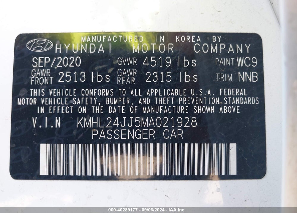 2021 HYUNDAI SONATA BLUE VIN: KMHL24JJ5MA021928