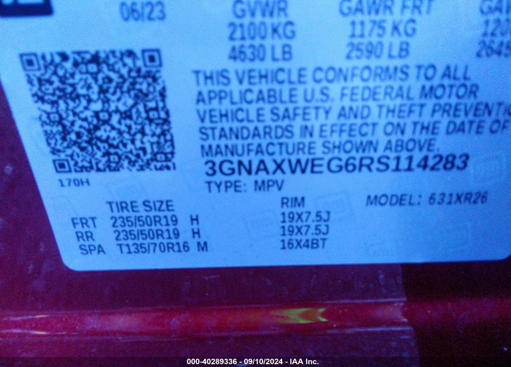 2024 CHEVROLET EQUINOX AWD RS VIN: 3GNAXWEG6RS114283