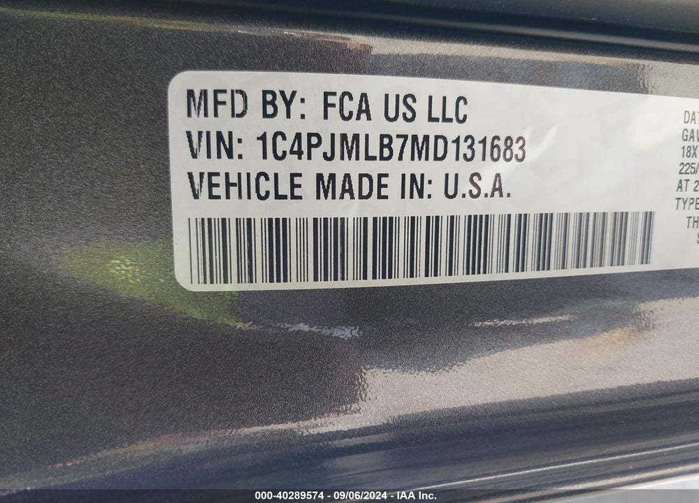 2021 JEEP CHEROKEE ALTITUDE 4X4 VIN: 1C4PJMLB7MD131683