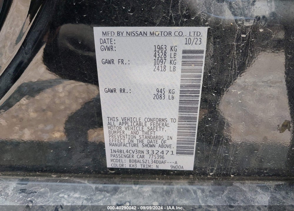 2024 NISSAN ALTIMA SR FWD VIN: 1N4BL4CV3RN332471