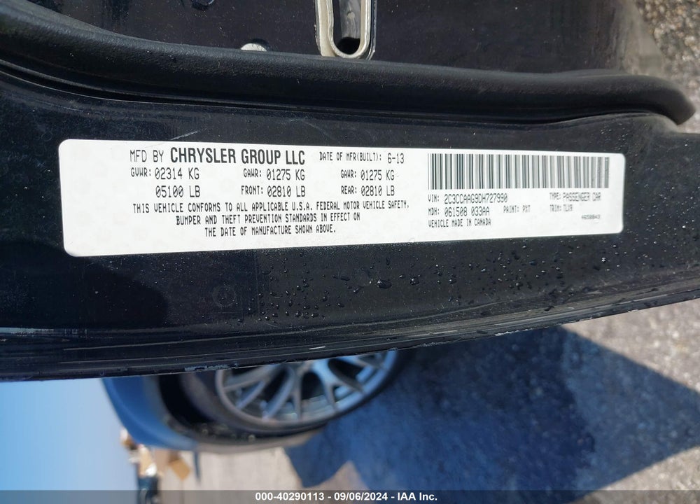 2013 CHRYSLER 300 MOTOWN VIN: 2C3CCAAG9DH727990