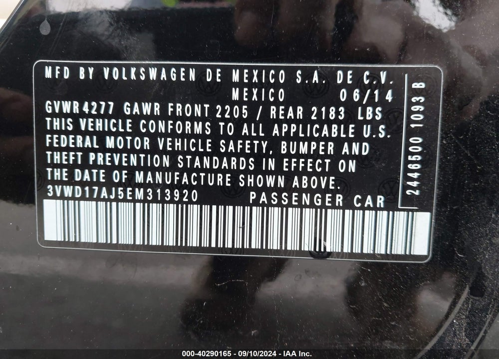2014 VOLKSWAGEN JETTA 1.8T SE VIN: 3VWD17AJ5EM313920