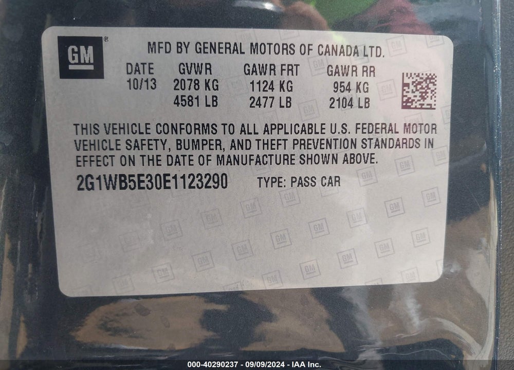 2014 CHEVROLET IMPALA LIMITED LT VIN: 2G1WB5E30E1123290