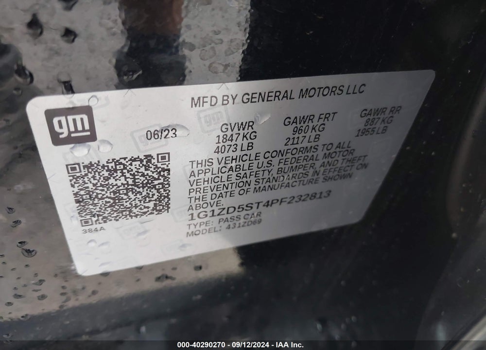 2023 CHEVROLET MALIBU FWD 1LT VIN: 1G1ZD5ST4PF232813
