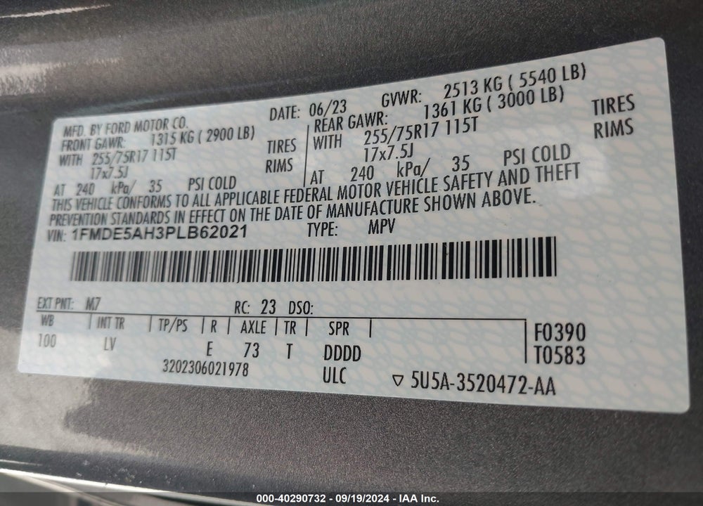 2023 FORD BRONCO BIG BEND VIN: 1FMDE5AH3PLB62021