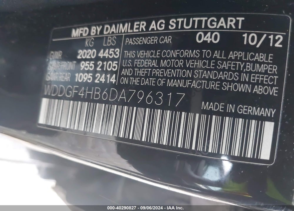 2013 MERCEDES-BENZ C 250 LUXURY/SPORT VIN: WDDGF4HB6DA796317