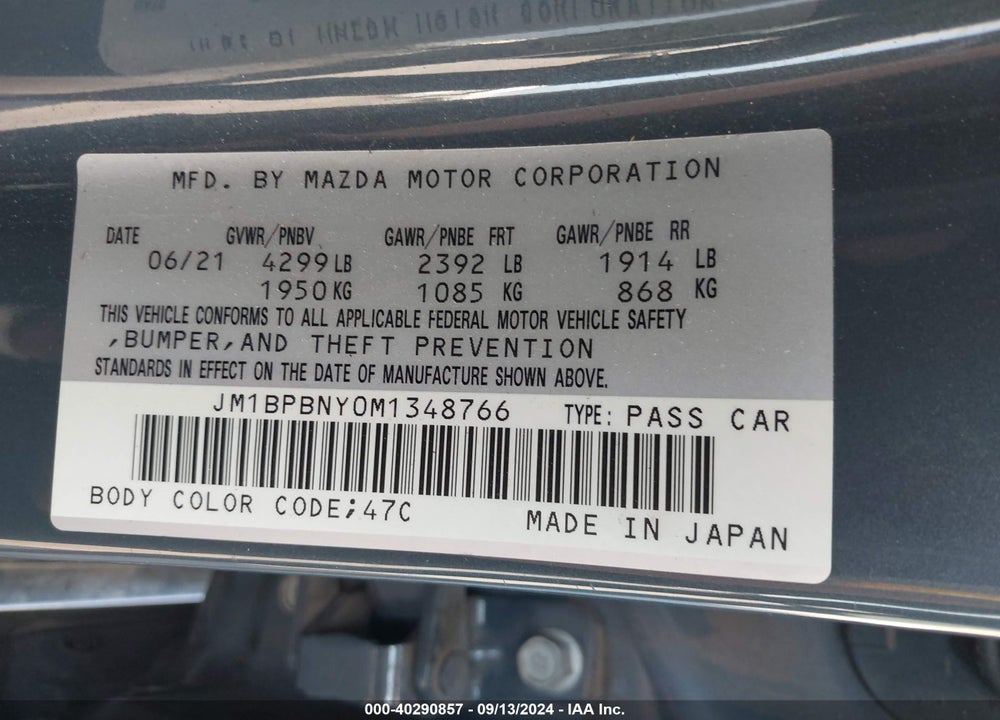 2021 MAZDA 3 2.5 TURBO PREMIUM PLUS VIN: JM1BPBNY0M1348766
