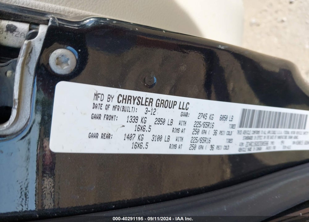 2012 CHRYSLER TOWN & COUNTRY TOURING VIN: 2C4RC1BG9CR305506