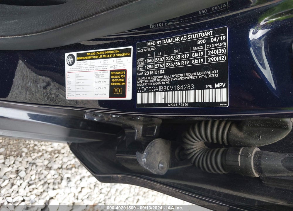 2019 MERCEDES-BENZ GLC 300 VIN: WDC0G4JB8KV184283