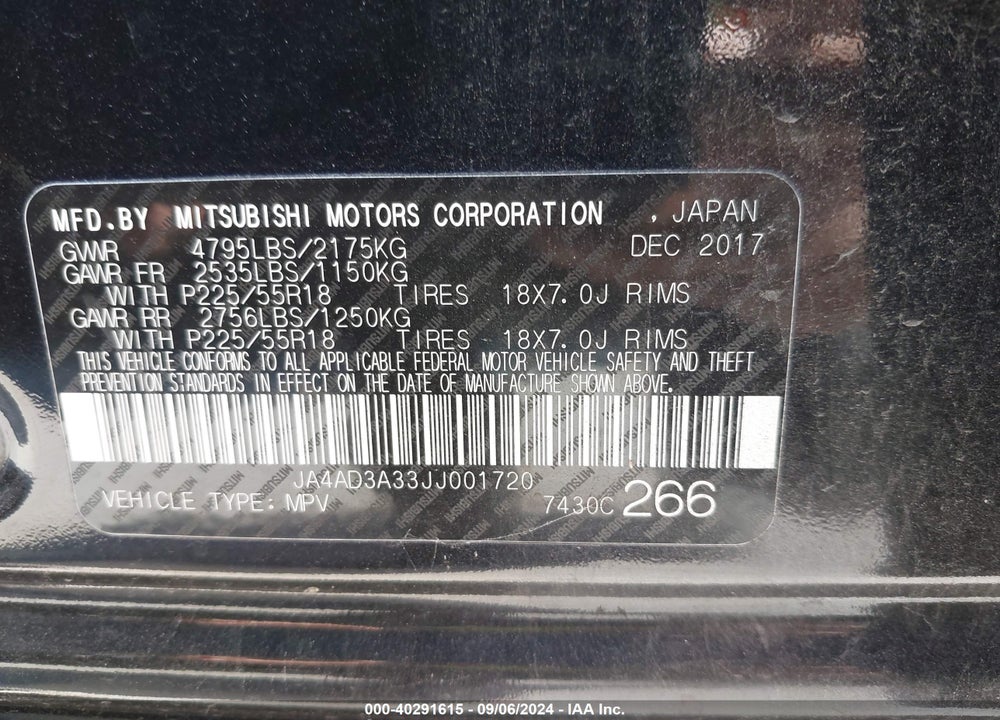 2018 MITSUBISHI OUTLANDER SE VIN: JA4AD3A33JJ001720