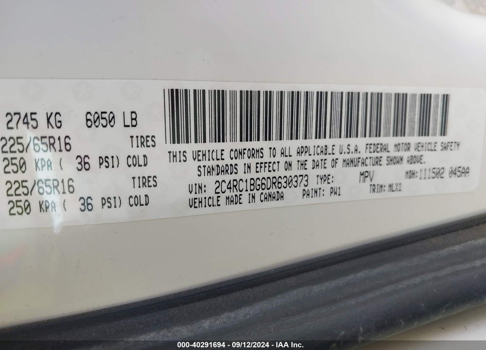 2013 CHRYSLER TOWN & COUNTRY TOURING VIN: 2C4RC1BG6DR630373