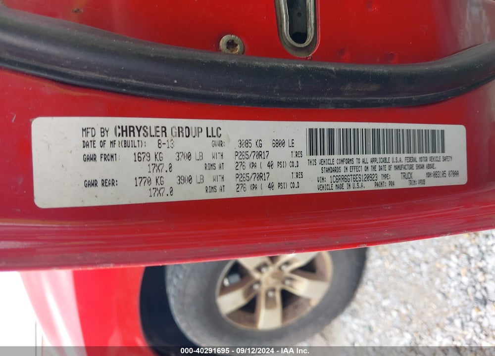 2014 RAM 1500 SLT VIN: 1C6RR6GT6ES120923