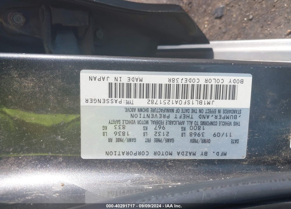 2010 MAZDA 3 I TOURING VIN: JM1BL1SF0A1251782