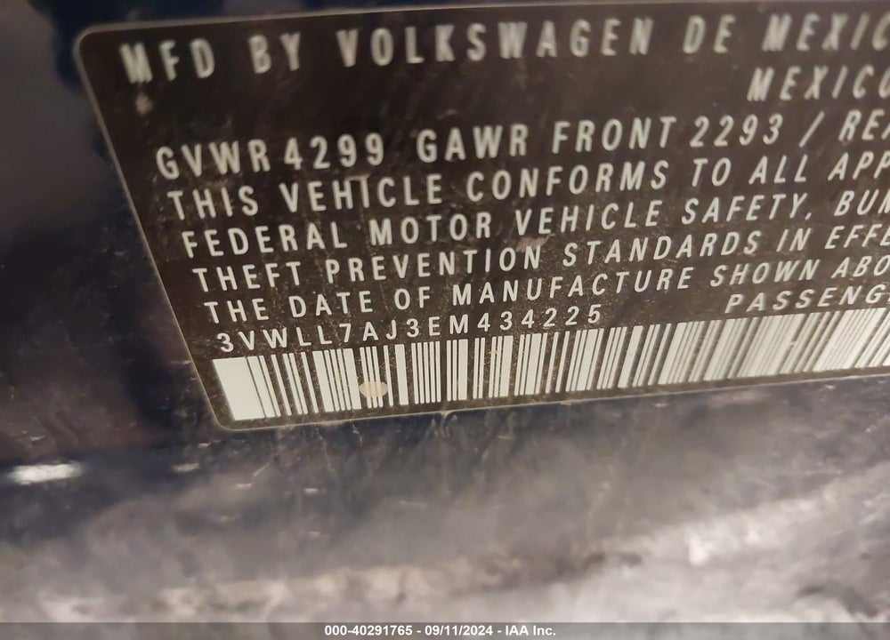 2014 VOLKSWAGEN JETTA 2.0L TDI VIN: 3VWLL7AJ3EM434225