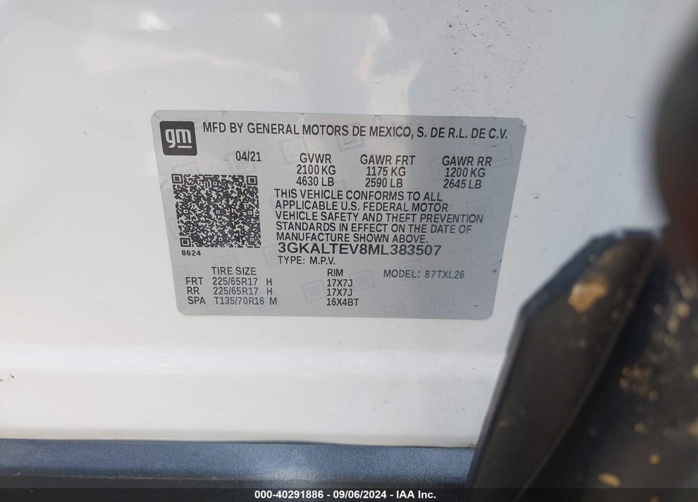 2021 GMC TERRAIN AWD SLE VIN: 3GKALTEV8ML383507