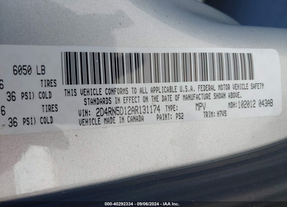 2010 DODGE GRAND CARAVAN SXT VIN: 2D4RN5D12AR131174