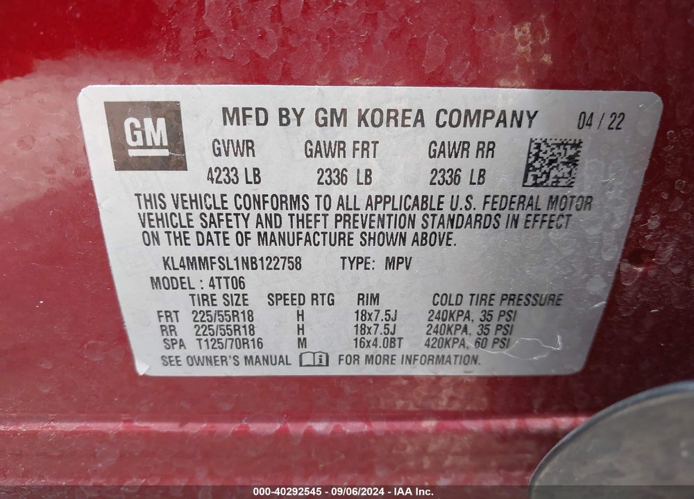 2022 BUICK ENCORE GX FWD ESSENCE VIN: KL4MMFSL1NB122758