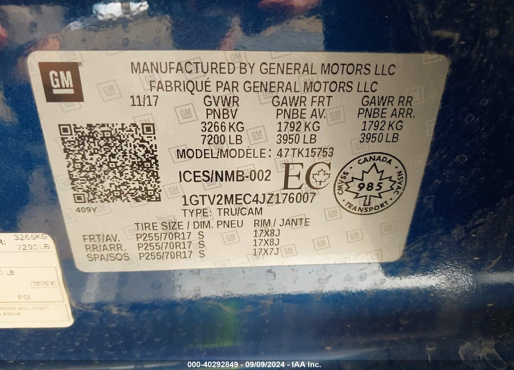 2018 GMC SIERRA 1500 SLE VIN: 1GTV2MEC4JZ176007