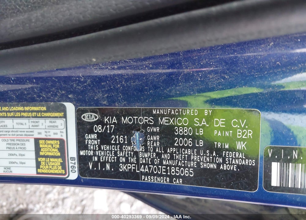 2018 KIA FORTE LX VIN: 3KPFL4A70JE185065