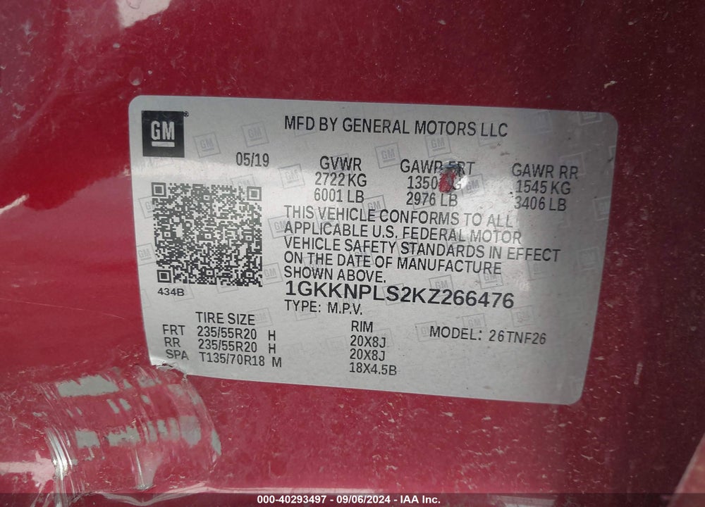 2019 GMC ACADIA DENALI VIN: 1GKKNPLS2KZ266476
