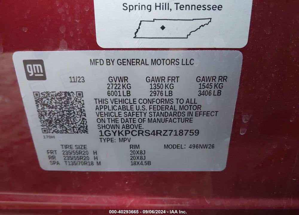 2024 CADILLAC XT6 FWD PREMIUM LUXURY VIN: 1GYKPCRS4RZ718759