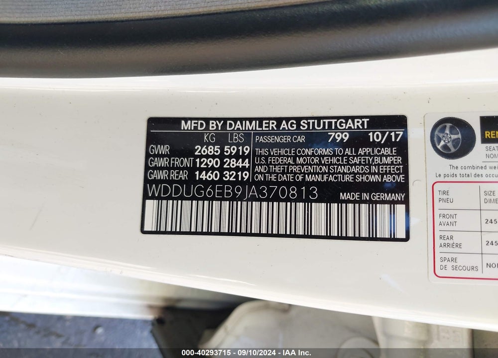 2018 MERCEDES-BENZ S 450 4MATIC VIN: WDDUG6EB9JA370813