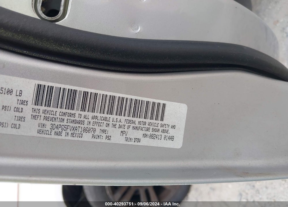 2010 DODGE JOURNEY SXT VIN: 3D4PG5FVXAT106070