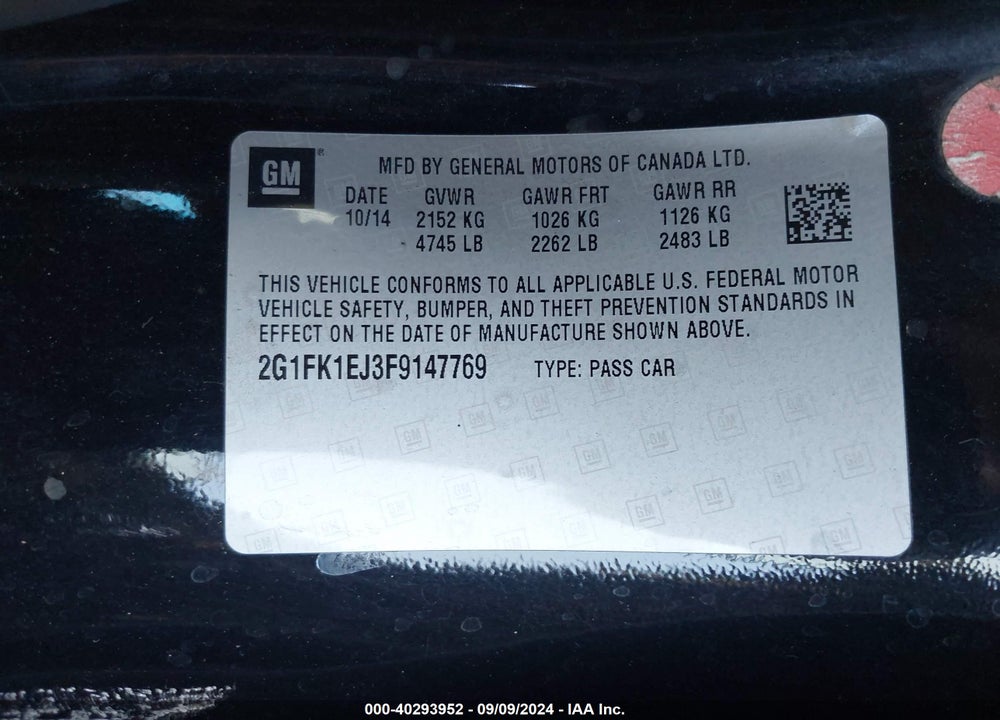 2015 CHEVROLET CAMARO 2SS VIN: 2G1FK1EJ3F9147769
