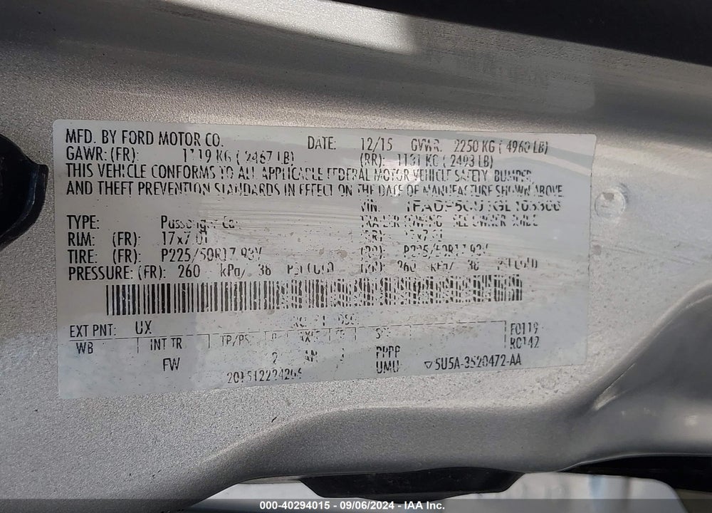 2016 FORD C-MAX ENERGI SEL VIN: 1FADP5CU1GL103306