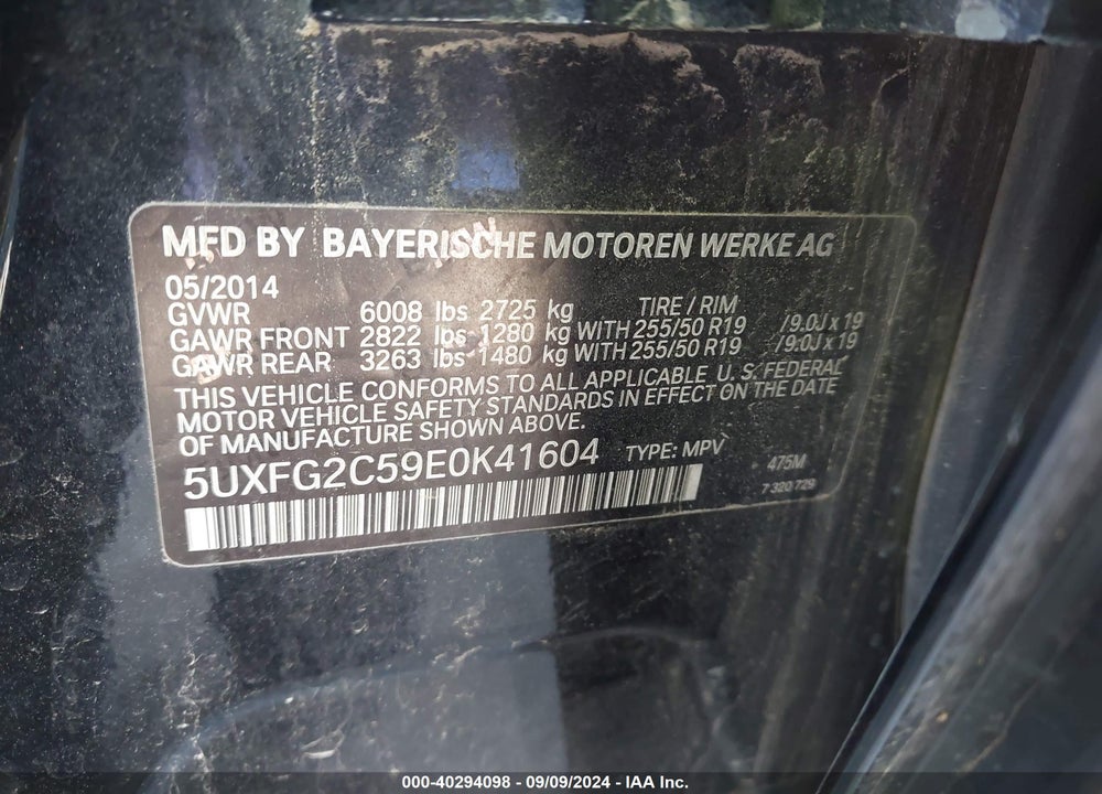 2014 BMW X6 XDRIVE35I VIN: 5UXFG2C59E0K41604