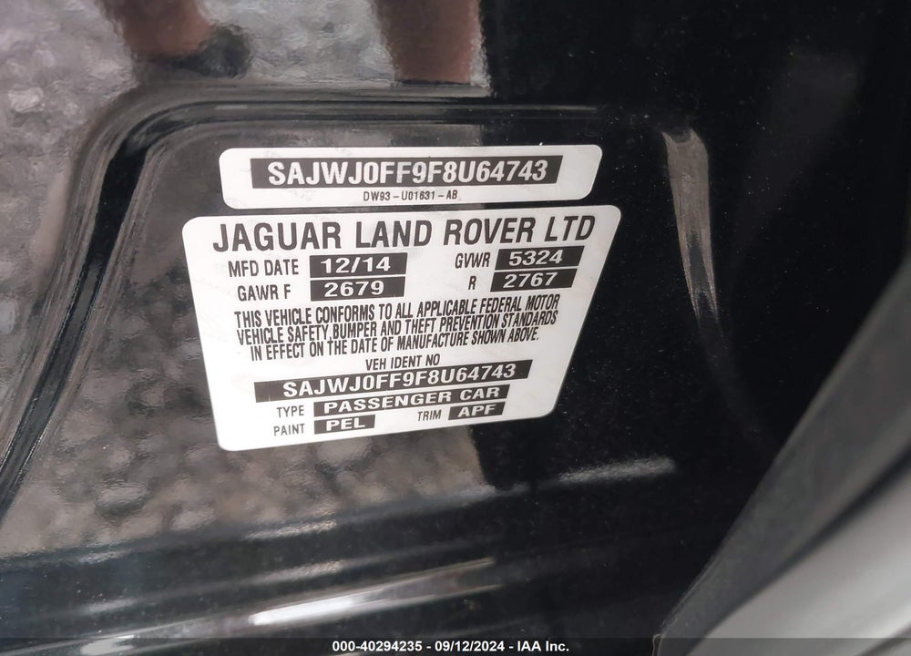 2015 JAGUAR XF 3.0 PORTFOLIO/3.0 SPORT VIN: SAJWJ0FF9F8U64743
