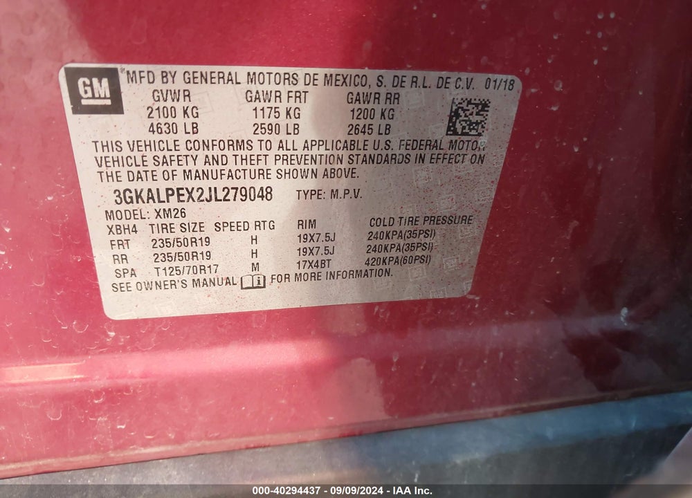 2018 GMC TERRAIN SLT VIN: 3GKALPEX2JL279048