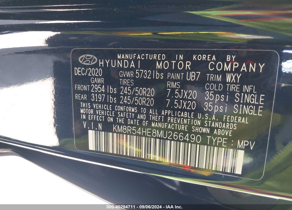 2021 HYUNDAI PALISADE LIMITED VIN: KM8R54HE8MU266490