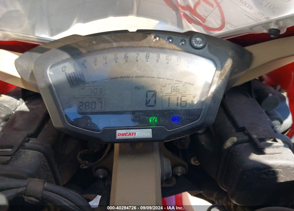 2012 DUCATI SUPERBIKE 848/848 EVO CORSE SE VIN: ZDM1XBMV1CB021891
