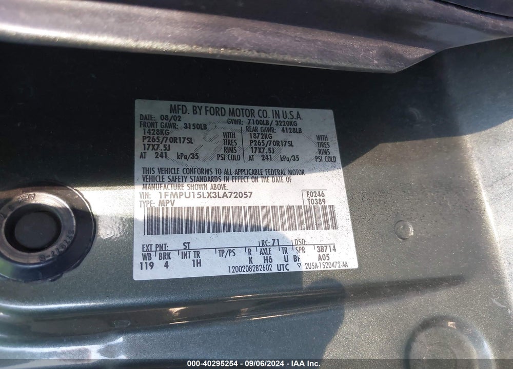 2003 FORD EXPEDITION XLT VIN: 1FMPU15LX3LA72057