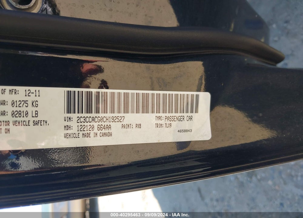 2012 CHRYSLER 300 LIMITED VIN: 2C3CCACG0CH192527