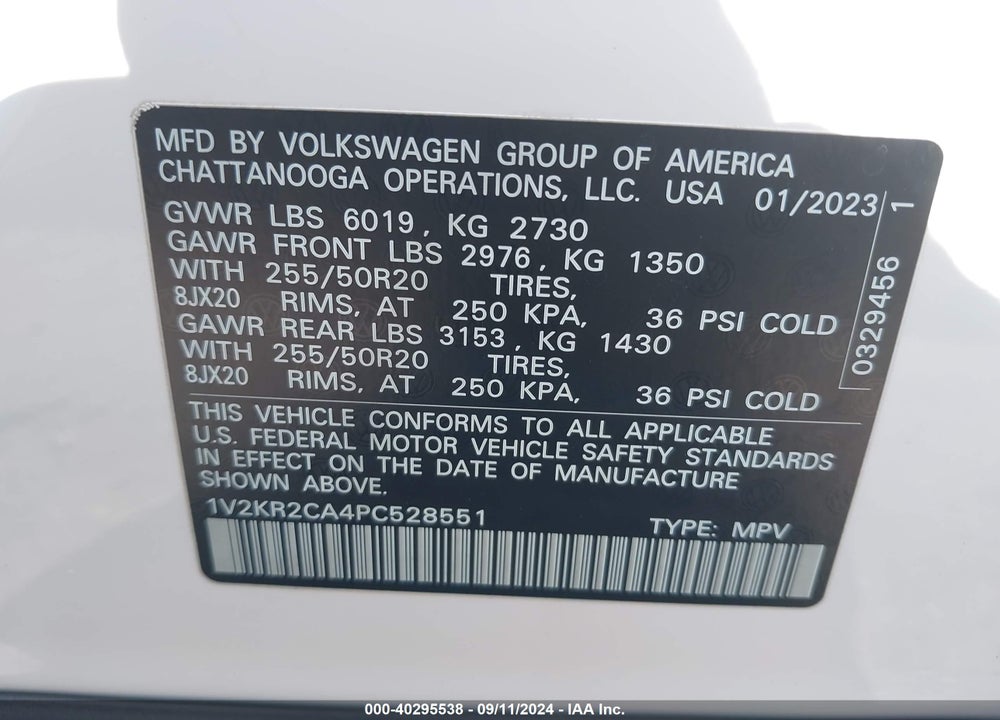 2023 VOLKSWAGEN ATLAS 3.6L V6 SE W/TECHNOLOGY VIN: 1V2KR2CA4PC528551