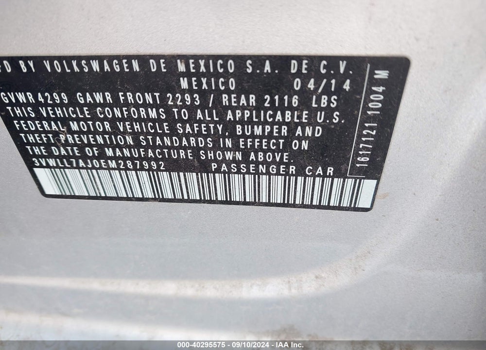 2014 VOLKSWAGEN JETTA 2.0L TDI VIN: 3VWLL7AJ0EM287992